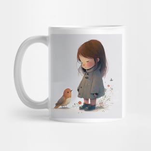 Little girl with a bird Mug